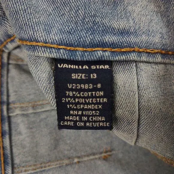 VANILLA STAR High Waist Flare Bootcut Leg Jeans, Sz 13 32x32 Light Wash Boho - Picture 5 of 6